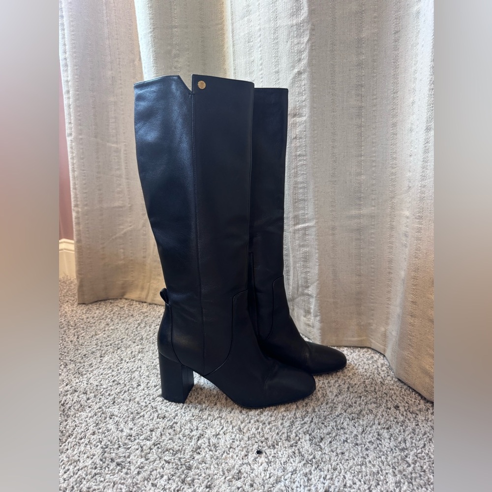 Cole Haan Chrystie Black Leather Heeled Boots, 9B - Picture 4 of 10